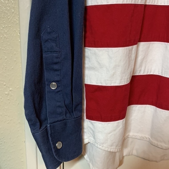Larro American Flag Pearl Snap 100% Cotton Button Down Shirt, M - Picture 6 of 8